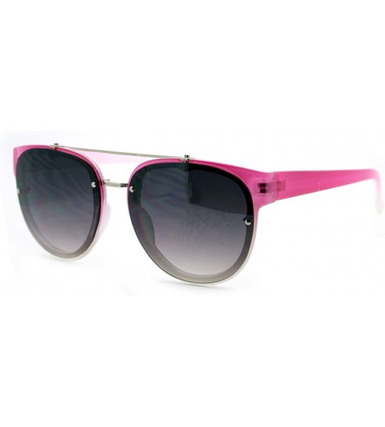 Rimless Womens Retro Hipster Sunglasses Round Flat Top Rimless Look - Fuchsia - C81275NYRYV $18.90