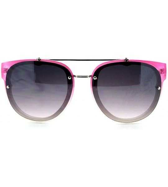 Rimless Womens Retro Hipster Sunglasses Round Flat Top Rimless Look - Fuchsia - C81275NYRYV $18.90