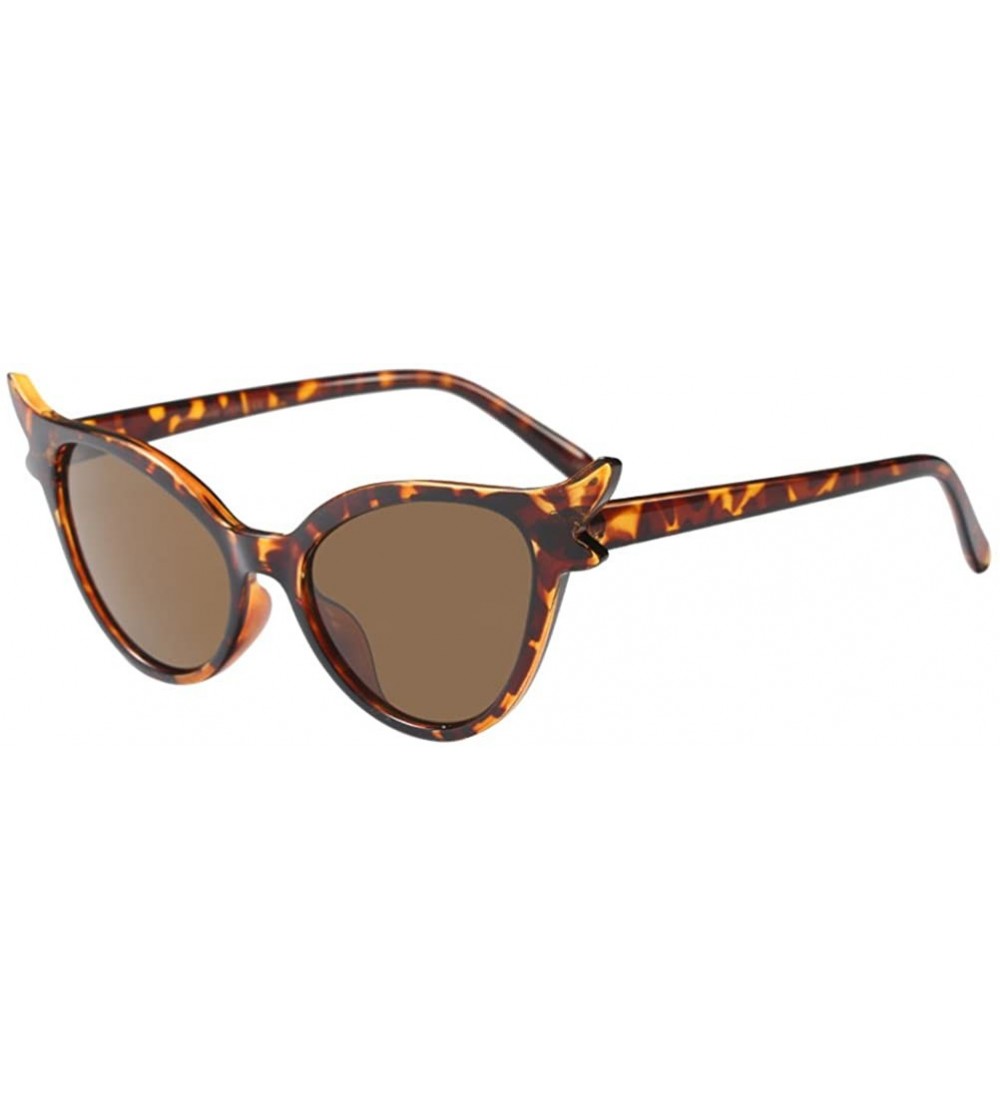 Wayfarer Ladies Sunglasses Women Cat Eye Designer for Holiday Driving Travel UV400 - Brown - CE18G7RZH22 $18.93