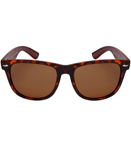 Rectangular Retro Horned Rim Style Sunglasses w/Bamboo Temple 540946 - Matte Demi++brown Bamboo - CG18593QOMZ $22.85