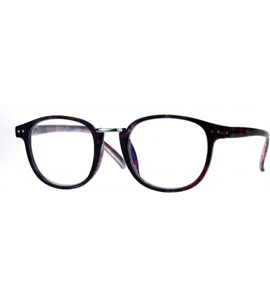 Oval Womens Flower Pattern Thin Plastic Horn Rim Reading Glasses - Purple Red - CB180YU2KZA $18.97