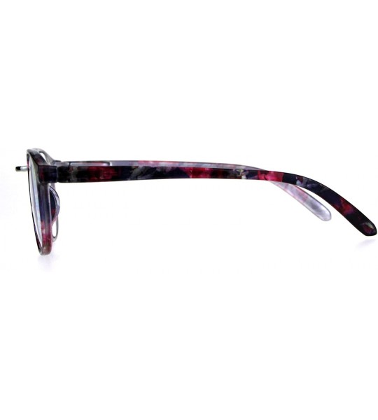 Oval Womens Flower Pattern Thin Plastic Horn Rim Reading Glasses - Purple Red - CB180YU2KZA $18.97