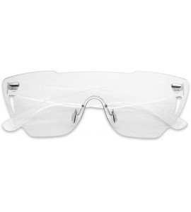 Rimless Colorful Bold Oversize One Piece Mono Block Full Shield Rimless Color Sunglasses - Grey (Shield) - CW184U6U5EZ $23.02