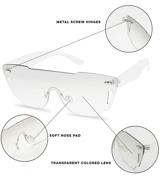 Rimless Colorful Bold Oversize One Piece Mono Block Full Shield Rimless Color Sunglasses - Grey (Shield) - CW184U6U5EZ $23.02