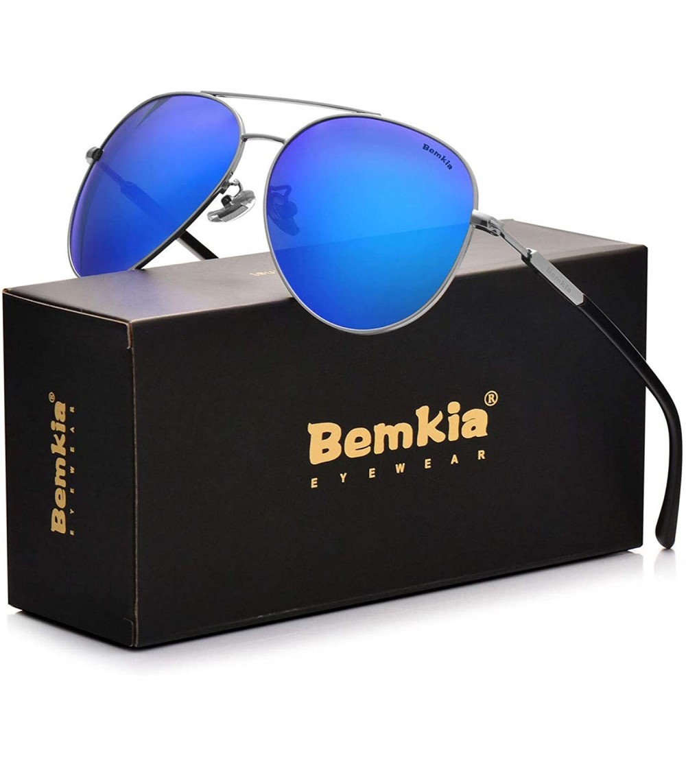 Aviator Sunglasses Men Women Aviator-Polarized 60mm Len Shades Metal Frame UV400 - Blue5 - CC18E4T9W0N $29.76