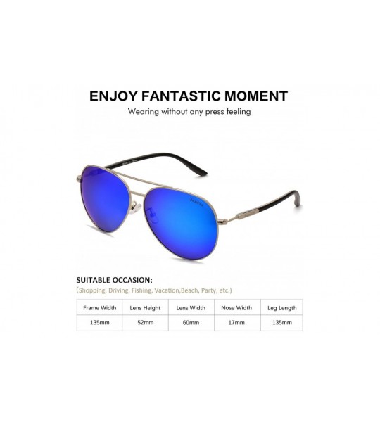 Aviator Sunglasses Men Women Aviator-Polarized 60mm Len Shades Metal Frame UV400 - Blue5 - CC18E4T9W0N $29.76