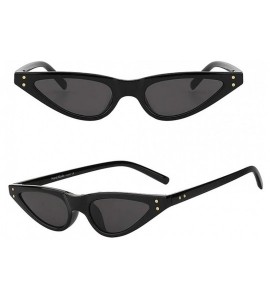 Cat Eye Jungle Juicer's Small Cat Eye Sunglasses Thin Bad Bunny Style Glasses - Black Frame + Black Lens - CF180HKX9UN $39.31