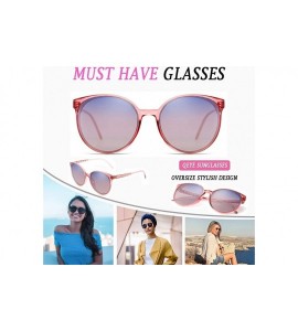 Cat Eye Oversized Sunglasses for Women Polarized Eyewear Fashion Big Frame UV Protection - Pink - CQ18OSTEU7L $18.92