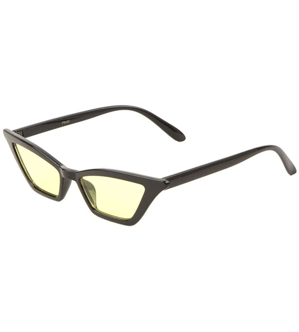 Cat Eye Retro Diagonal Top Sharp Cat Eye Sunglasses - Yellow - C8198D9R2X2 $27.12