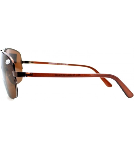 Aviator Bifocal Magnification Lens Sunglasses Mens Half Rim Aviator Tinted Reader - Brown - C81854L0GCQ $17.67