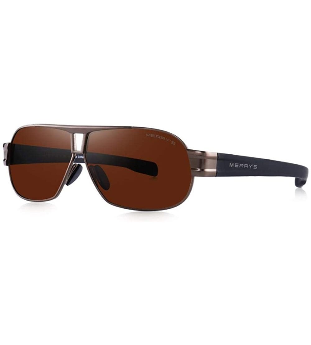 Aviator DESIGN Men Polarized Sunglasses For Driving TR90 Legs UV400 C05 Brown - C05 Brown - CG18YQN025G $26.30