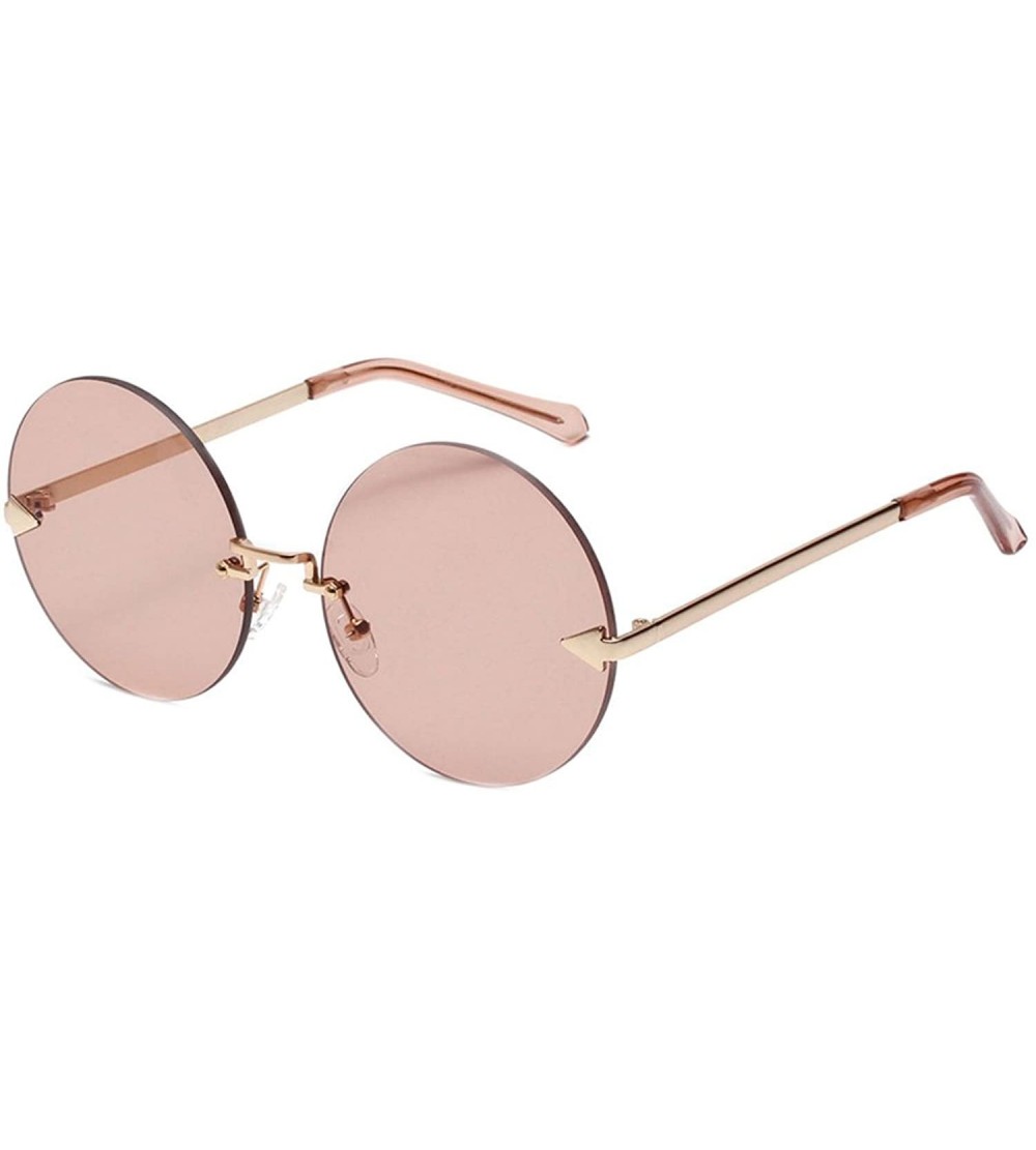 Rimless Women Rimless Sunglasses Vintage Stylish Round Circle Flat Lens Eyewear - Tan - CK1890EA7TO $25.56