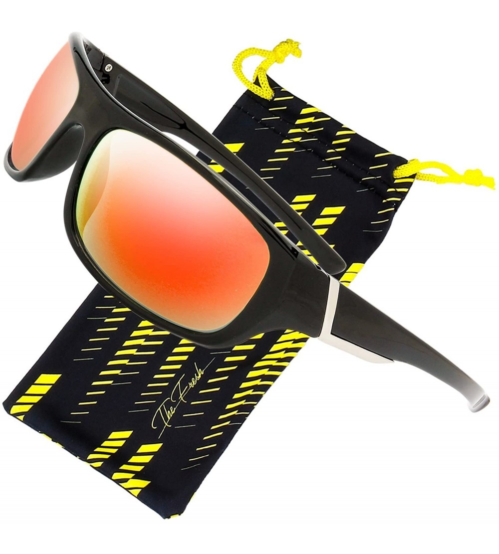Oversized Mirror Sports Sunglasses Sun Glasses for Men Women Baseball Cycling Running - 1-shiny Black - C518ELADN72 $31.81