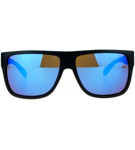 Square Classic Square Frame Sunglasses Unisex Designer Fashion Color Mirror Lens - Black (Blue Mirror) - C1180C04UDN $18.76