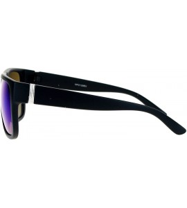 Square Classic Square Frame Sunglasses Unisex Designer Fashion Color Mirror Lens - Black (Blue Mirror) - C1180C04UDN $18.76