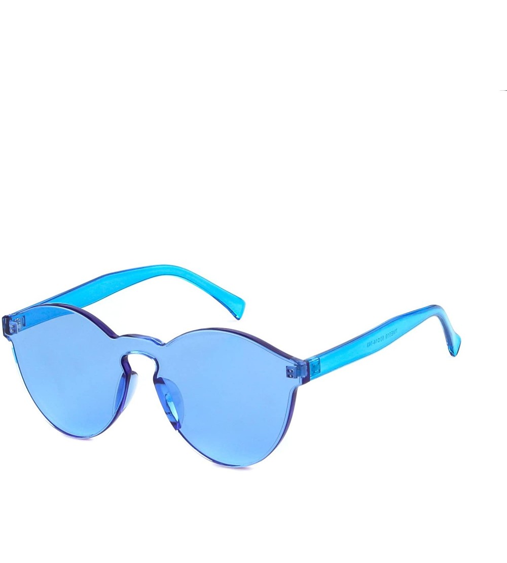 Round Heart Shape Rimless sunglasses Festival Party Glasses - Blue (Round) - CN18HSOGSTK $18.05