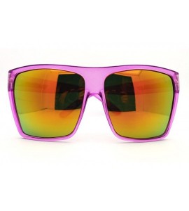 Square Super Oversized Square Sunglasses Sporty Retro Fashion - Purple (Orange Mirror) - CB185YNCMIT $20.51