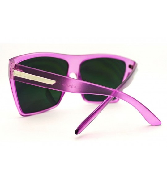 Square Super Oversized Square Sunglasses Sporty Retro Fashion - Purple (Orange Mirror) - CB185YNCMIT $20.51