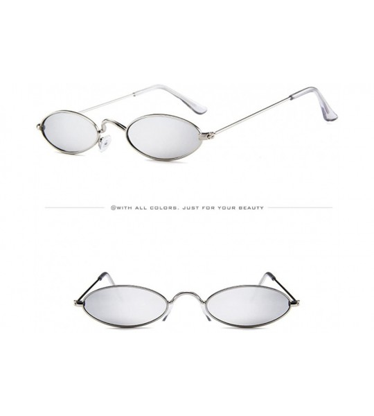 Oversized Fashion Mens Womens Retro Small Oval Sunglasses Metal Frame Shades Eyewear - G - CF18UH09L4D $20.62