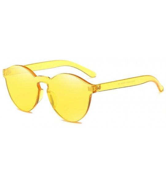Cat Eye Fashion Women Clear Transparent Integrated UV Sunglasses Cat Eye Glasses - Yellow - CW1840SI8O5 $14.98