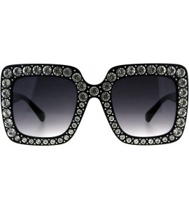 Rectangular Womens Sparkling Bling Large Rhinestone Plastic Butterfly Sunglasses - Black Smoke - CN18CX8NY3I $26.64