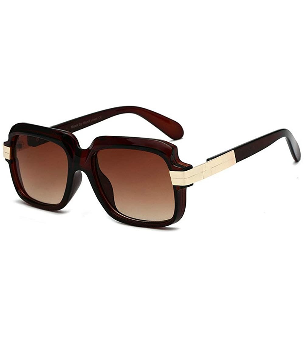 Goggle Retro Men Square Sunglasses Brand Designer Fashion Gradient Lens Glasses UV400 NX - Brown - C618M3SX87R $24.46