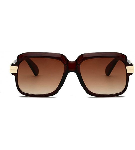 Goggle Retro Men Square Sunglasses Brand Designer Fashion Gradient Lens Glasses UV400 NX - Brown - C618M3SX87R $24.46