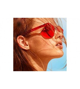Cat Eye Fashion Women Clear Transparent Integrated UV Sunglasses Cat Eye Glasses - Yellow - CW1840SI8O5 $14.98