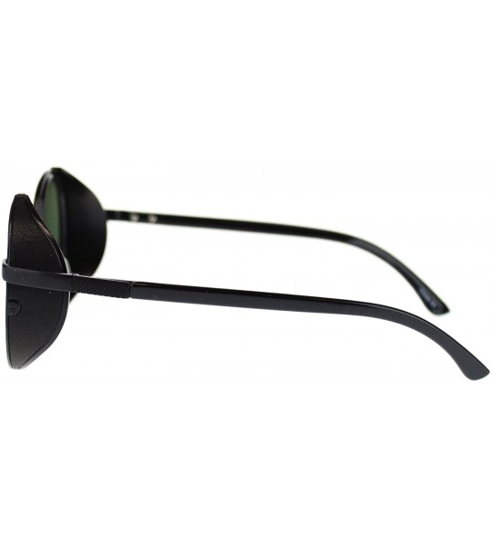 Round Mens Steam Punk Side Visor Circle Lens Vintage Goggle Style Sunglasses - All Black - CR11NFZRYUX $22.82