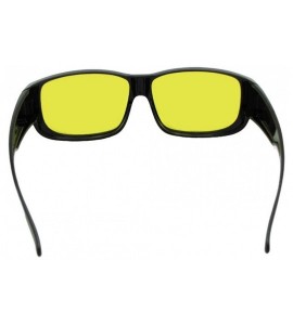 Rectangular Medium Fit Over Polarized Sunglasses F27 - Black Frame-lite Yellow Lens - CU18G26O2RQ $31.89