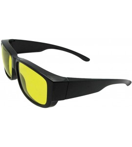 Rectangular Medium Fit Over Polarized Sunglasses F27 - Black Frame-lite Yellow Lens - CU18G26O2RQ $31.89