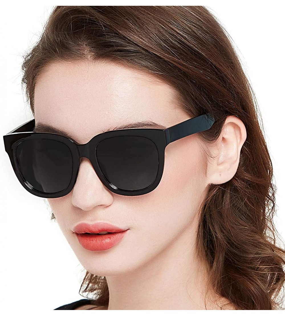 Oval Retro Polarized Sunglasses for Women Round Frame with 100% UVA/UVB Protection - CE18SKAA68C $28.36