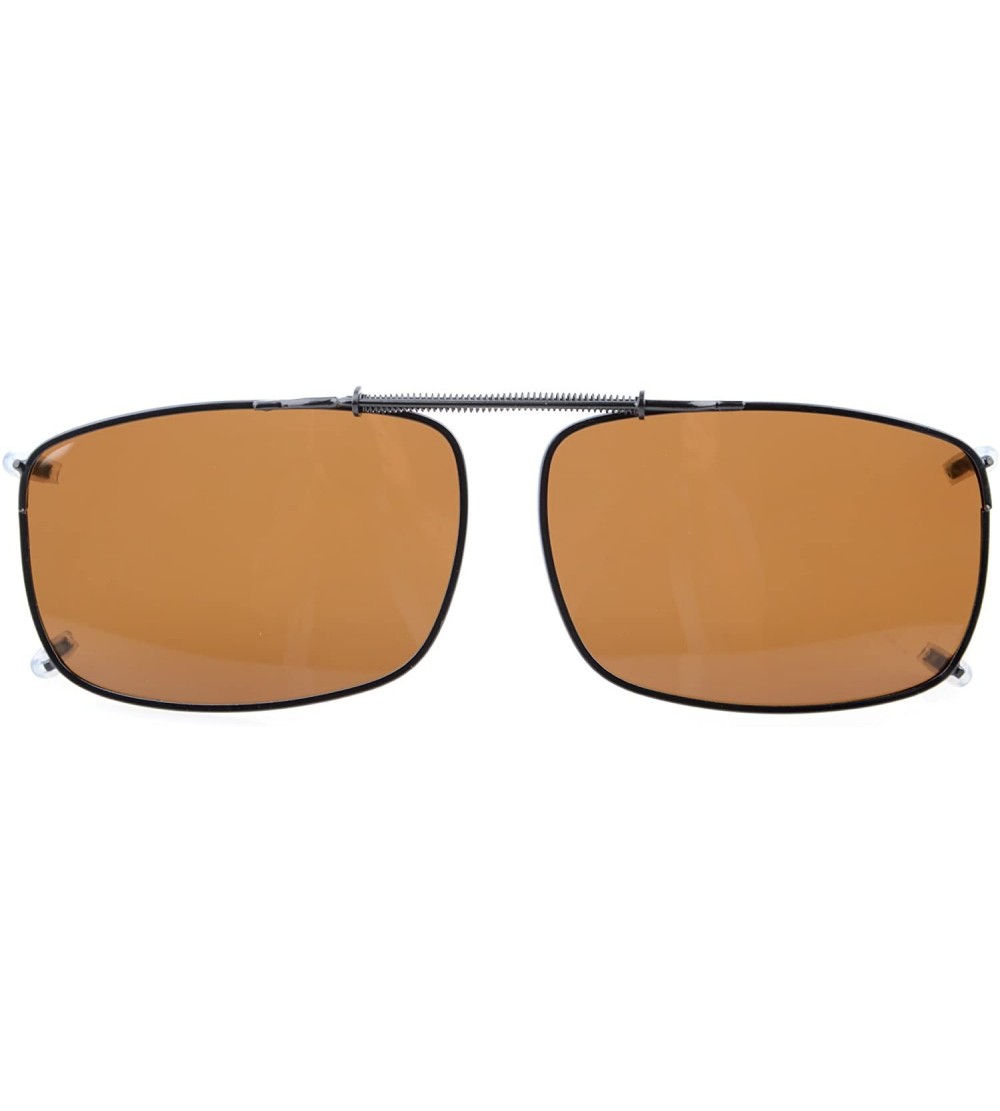 Oval Large Polarized Clip On Sunglasses 60mm Wide x 42mm Height Millimeters - C60-brown - CI18ITYE2TU $21.08