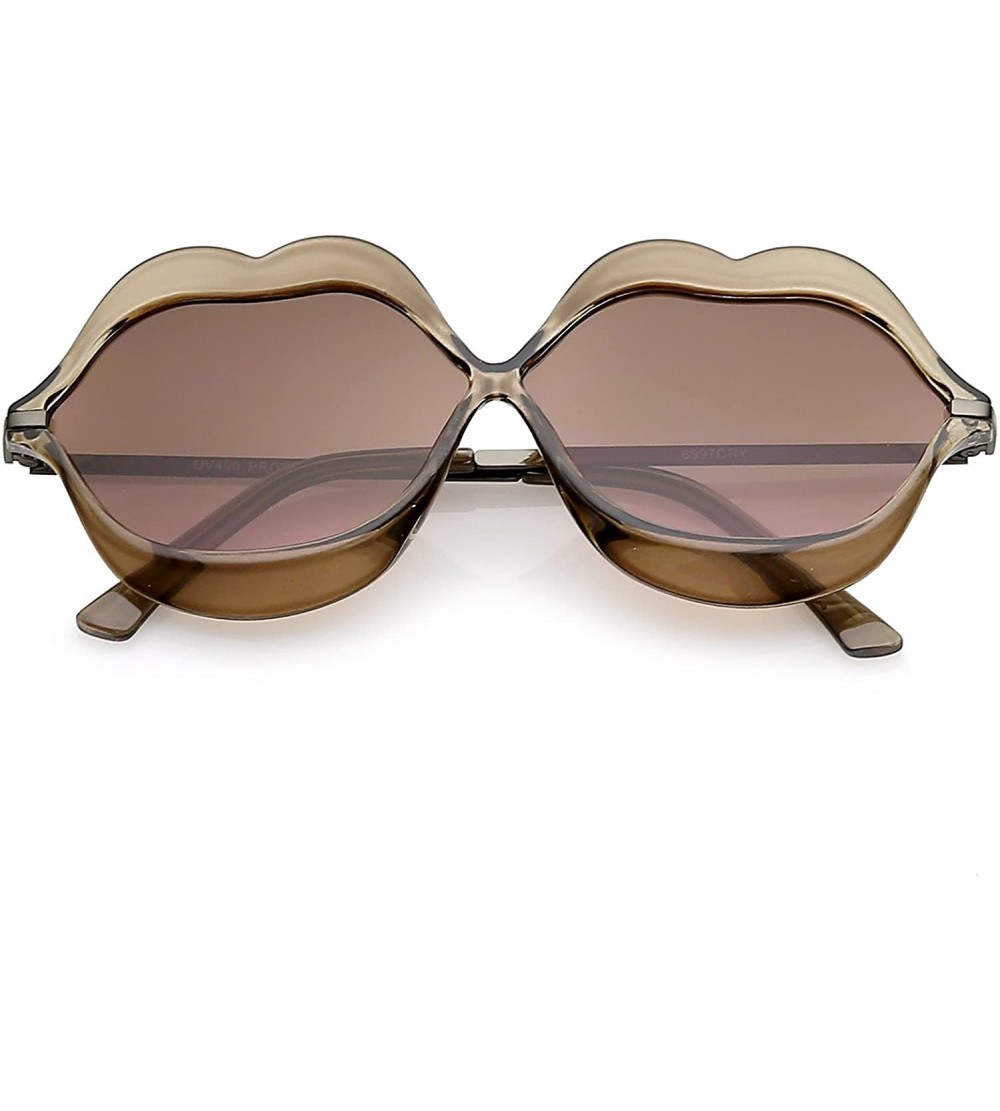 Oversized Oversize Transparent Lip Shape Frame Metal Temples Gradient Lens Novelty Sunglasses 63mm - CI12O5XICN9 $20.27
