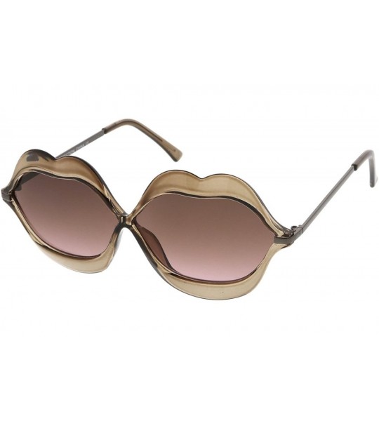 Oversized Oversize Transparent Lip Shape Frame Metal Temples Gradient Lens Novelty Sunglasses 63mm - CI12O5XICN9 $20.27