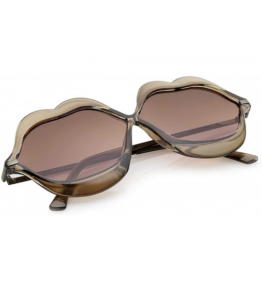 Oversized Oversize Transparent Lip Shape Frame Metal Temples Gradient Lens Novelty Sunglasses 63mm - CI12O5XICN9 $20.27