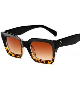 Square Square Glasses Frames Men Women Rivet Optical Sunglasses - Black Leopard - CO193S8WWM0 $45.84