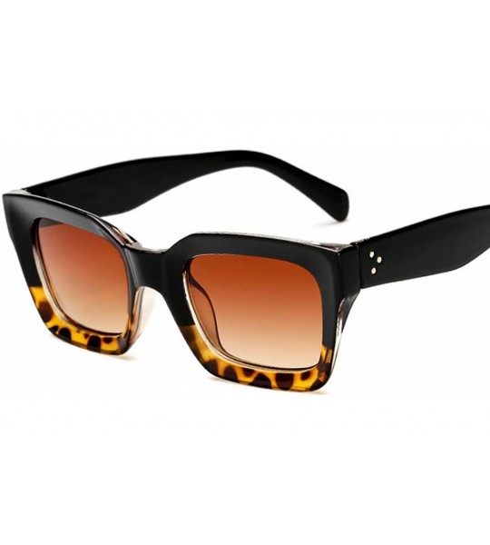 Square Square Glasses Frames Men Women Rivet Optical Sunglasses - Black Leopard - CO193S8WWM0 $45.84