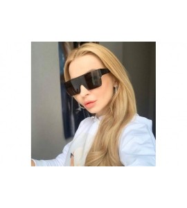 Oversized Oversize Square Brand Sunglasses For Women One Piece Top Flat Sun Glasses Mirror Shades - C7 - CX197ZTTC38 $19.78