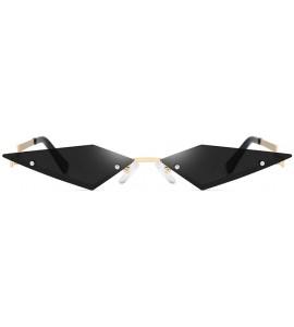 Cat Eye Rimless Cat Eye Mirror Sunglasses Female 2020 Vintage Metal Uv400 Gift Party - Gold With Black - CC196Z9KR67 $20.13