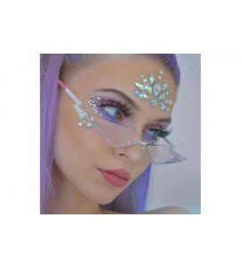 Cat Eye Rimless Cat Eye Mirror Sunglasses Female 2020 Vintage Metal Uv400 Gift Party - Gold With Black - CC196Z9KR67 $20.13