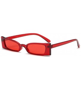 Rectangular Small frame Men and women Sunglasses Fashion Retro Sunglasses - Red - CV18LL0LZZE $17.00