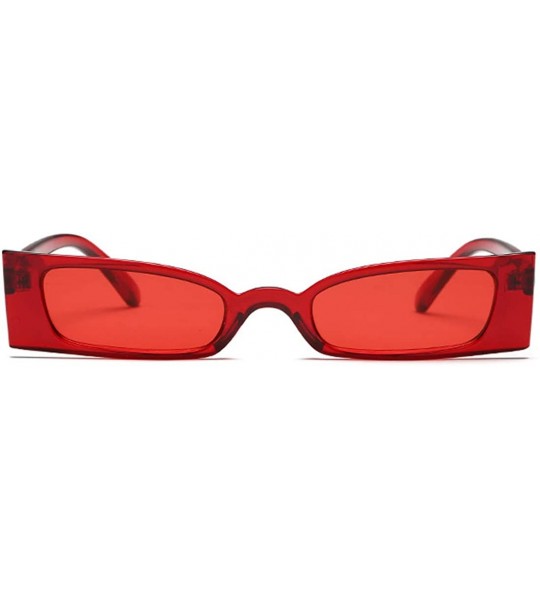 Rectangular Small frame Men and women Sunglasses Fashion Retro Sunglasses - Red - CV18LL0LZZE $17.00