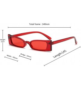 Rectangular Small frame Men and women Sunglasses Fashion Retro Sunglasses - Red - CV18LL0LZZE $17.00