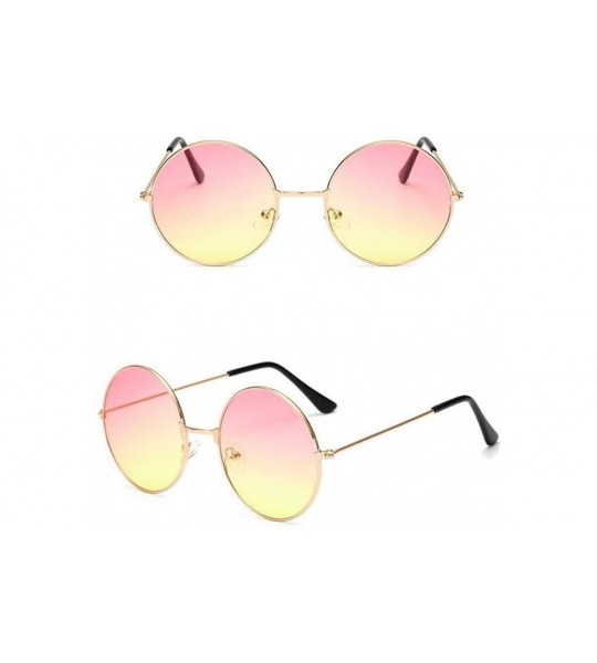 Round New Fashion Candy Vintage Round Mirror Sunglasses Women Luxury Brand Original Design Black Sun Glasses Female - C4198G5...