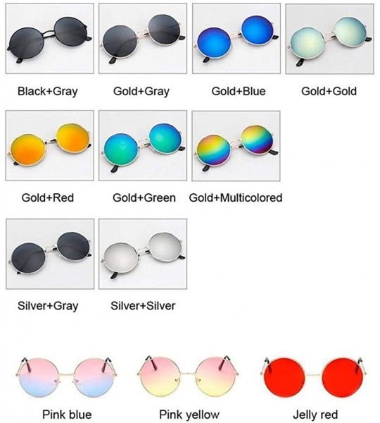 Round New Fashion Candy Vintage Round Mirror Sunglasses Women Luxury Brand Original Design Black Sun Glasses Female - C4198G5...