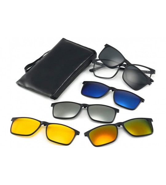 Square 5pcs Clip on Sunglasses Polarized Magnetic Lens for Driving and Outdoor Sports - CB18U83GAO5 $34.19