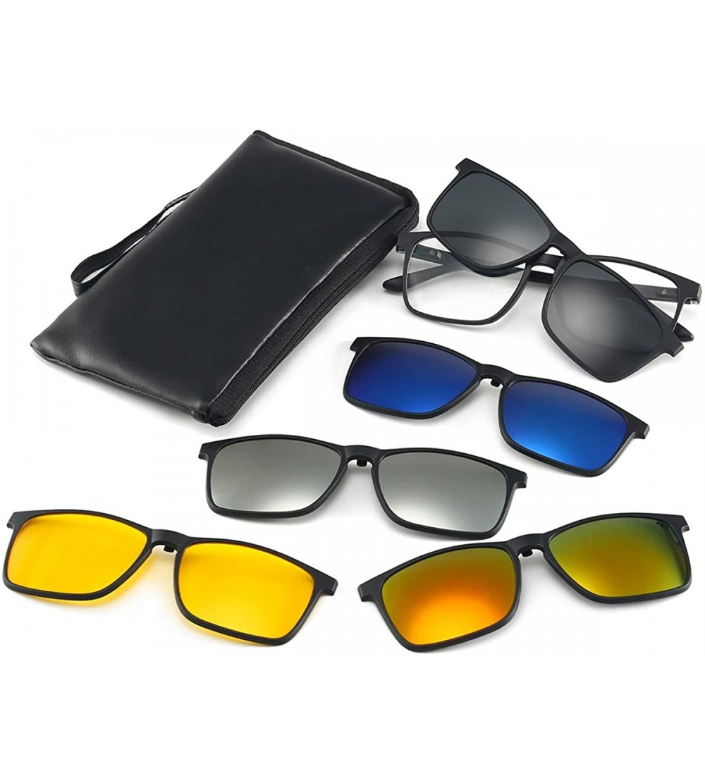 Square 5pcs Clip on Sunglasses Polarized Magnetic Lens for Driving and Outdoor Sports - CB18U83GAO5 $34.19