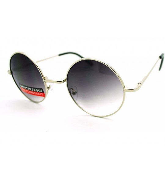 Round 70s Hippie Circle Lens Musician Groovy Wire Rim Sunglasses - Silver - CQ11HV9P3O3 $18.15