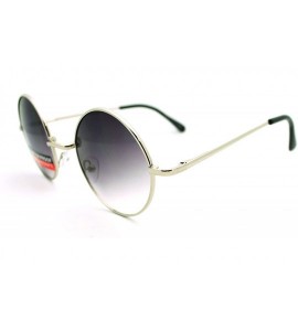 Round 70s Hippie Circle Lens Musician Groovy Wire Rim Sunglasses - Silver - CQ11HV9P3O3 $18.15